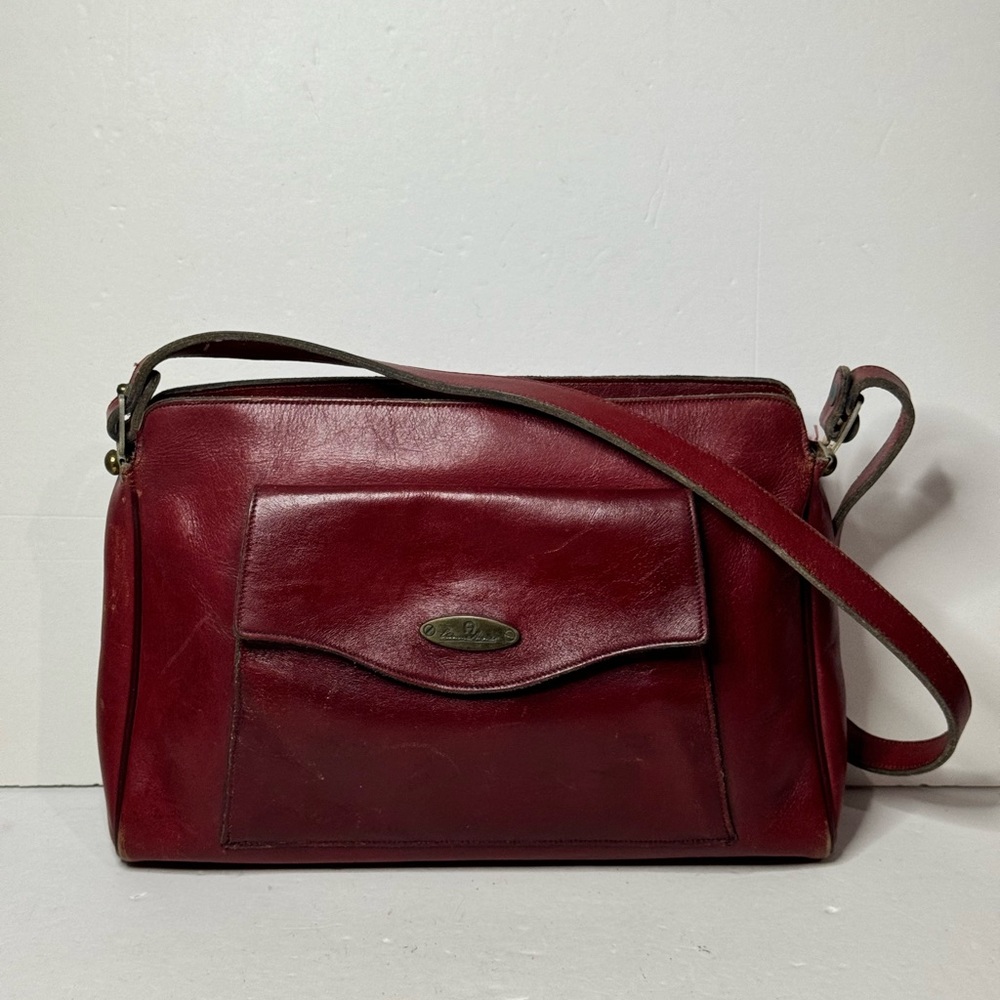 Vintage 60s 70s ETIENNE AIGNER Medium Red Leather Shoulder Bag Handbag